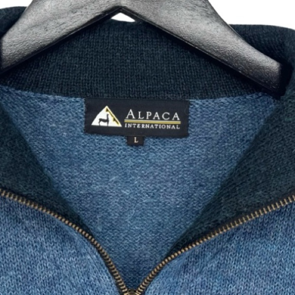 Alpaca International The Caminero Quarter-Zip Pullover Sweater Blue 100% Alpaca - Picture 8 of 10